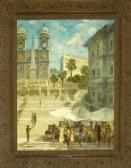 MÜLLER-GRAF Egon Orientalische Stadtansicht Mit Marktständen Vor Einer Kirche MÜLLER-GRAF Egon Orientalische Stadtansicht Mit Marktständen Vor Einer Kirche