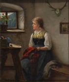 Müller-Leineke Junges Bauernmädchen In Der Stube Müller-Leineke Junges Bauernmädchen In Der Stube