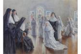 MAC GRIERSON Charles Iver Interior Scene With Group Of Nuns MAC GRIERSON Charles Iver Interior Scene With Group Of Nuns