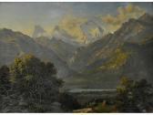 MACALESTER R.K. Scottish Mountain And Lake Scene With Highland Cattle And Figure MACALESTER R.K. Scottish Mountain And Lake Scene With Highland Cattle And Figure