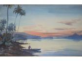 MACDONALD William Alister Man With A Boat On A Shore At Sunset, Tahiti MACDONALD William Alister Man With A Boat On A Shore At Sunset, Tahiti