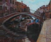 MACKIE JOHN Venetian Backwater With Figures In A Boat MACKIE JOHN Venetian Backwater With Figures In A Boat