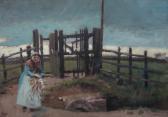 MACPHAIL Paul Rural Scene Of Elderly Lady With Straw Before A Kissing Gate MACPHAIL Paul Rural Scene Of Elderly Lady With Straw Before A Kissing Gate