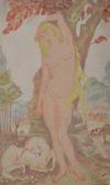 MACPHERSON MARIE R. Nude In Garden With Unicorn MACPHERSON MARIE R. Nude In Garden With Unicorn