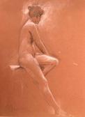 MADONINI Giovanni Seated Female Nude MADONINI Giovanni Seated Female Nude