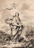 MAES GOTTFRIED Une Sainte Dans Un Paysage, Une Sphère, Une Couronne Et Un Sceptre À Ses Pieds MAES GOTTFRIED Une Sainte Dans Un Paysage, Une Sphère, Une Couronne Et Un Sceptre À Ses Pieds