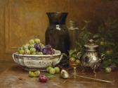 MAGNE Désiré Alfred Still Life With A Bowl Of Plums And A Silver Box MAGNE Désiré Alfred Still Life With A Bowl Of Plums And A Silver Box