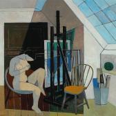 MAGNUSSEN Mogens Interior From The Artist's Studio With Seated Model MAGNUSSEN Mogens Interior From The Artist's Studio With Seated Model
