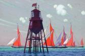 MAILE William H. Sailing Vessels Rounding A Lighthouse MAILE William H. Sailing Vessels Rounding A Lighthouse