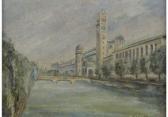 MAINBERGER F. Ansicht Des Deutschen Museums In München Mit Uhrenturm Und Isarbrücke MAINBERGER F. Ansicht Des Deutschen Museums In München Mit Uhrenturm Und Isarbrücke