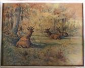 MAISSEN Fernand Deux Cerfs Et Une Biche Couchés En Sous-bois MAISSEN Fernand Deux Cerfs Et Une Biche Couchés En Sous-bois