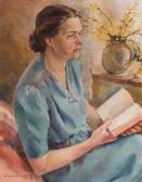 MANGOLD Josef Sitzende Frau Mit Buch MANGOLD Josef Sitzende Frau Mit Buch