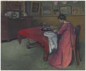 MANGUIN Henri Charles La Robe De Chambre Rouge MANGUIN Henri Charles La Robe De Chambre Rouge