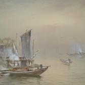 MANJIRO Terauchi Views On A River With Junks And Boats MANJIRO Terauchi Views On A River With Junks And Boats