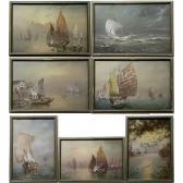 MANJIRO Terauchi Views On A River With Junks And Other Boats MANJIRO Terauchi Views On A River With Junks And Other Boats