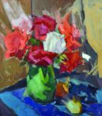 MANN Cyril Still Life Of Flowers In A Green Vase MANN Cyril Still Life Of Flowers In A Green Vase