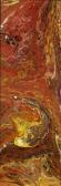 MANN R. Abstract Triptych In Rust, Yellow, Brown And White MANN R. Abstract Triptych In Rust, Yellow, Brown And White