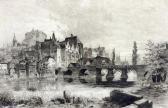MANNFELD Bernhard K.J. Blick Auf Marburg Mit Lahnbrücke MANNFELD Bernhard K.J. Blick Auf Marburg Mit Lahnbrücke