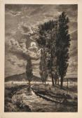 MANNFELD Bernhard K.J. Flusslandschaft Mit Pappeln Bei Vollmond MANNFELD Bernhard K.J. Flusslandschaft Mit Pappeln Bei Vollmond