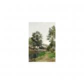 MANNOURY Armand Arsène A Summer Landscape With A Peasant By A Stream MANNOURY Armand Arsène A Summer Landscape With A Peasant By A Stream
