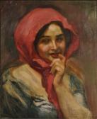 MARCOLONGO A. Young Woman In A Red Scarf MARCOLONGO A. Young Woman In A Red Scarf