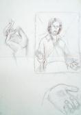 MAREVNA Marie Vorobieff Man Seated, With Close-up Studies Of His Hands MAREVNA Marie Vorobieff Man Seated, With Close-up Studies Of His Hands