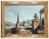 MARIESCHI Michele Veduta Con Capriccio Architettonico, Obelisco E Monumento Equestre MARIESCHI Michele Veduta Con Capriccio Architettonico, Obelisco E Monumento Equestre