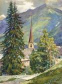 MARKART Franz Blick Auf Die Kirche Von Bad Gastein MARKART Franz Blick Auf Die Kirche Von Bad Gastein
