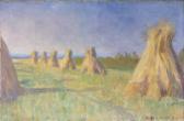 MARKIEVICZ Constance Bright Harvest Landscape With Cornstacks In Foreground MARKIEVICZ Constance Bright Harvest Landscape With Cornstacks In Foreground
