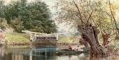 MARSHALL Herbert Menzies A Lazy Summer's Day Before The Lock At Sonning-on-thames, Berkshire MARSHALL Herbert Menzies A Lazy Summer's Day Before The Lock At Sonning-on-thames, Berkshire