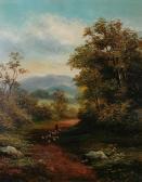 MARSHALL R. Figure And Sheep In A Country Land MARSHALL R. Figure And Sheep In A Country Land