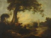 MARTIN Elias Sheep And Cows Under A Great Tree At The Edge Of A Stream MARTIN Elias Sheep And Cows Under A Great Tree At The Edge Of A Stream
