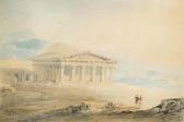 MARTIN John Figures In Classical Dress Standing Before A Temple MARTIN John Figures In Classical Dress Standing Before A Temple