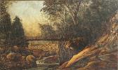 MARTIN P.H. A Rocky Landscape With A Bridge Over A Stream, India MARTIN P.H. A Rocky Landscape With A Bridge Over A Stream, India