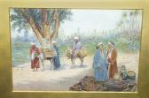 MARTINETTI Maria "eastern Peddlers", Eastern Figures With Donkeys, Figures Selling Carpets And Pots In The Foreground, Palm Trees Beyond Signed, Also Inscribed With The Artist's Name And The Title Of The Work On An Old Label Verso MARTINETTI Maria "eastern Peddlers", Eastern Figures With Donkeys, Figures Selling Carpets And Pots In The Foreground, Palm Trees Beyond Signed, Also Inscribed With The Artist's Name And The Title Of The Work On An Old Label Verso