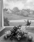 MARTINEZ Raoul Still Life With Pear And Grapes In Front Of A Window MARTINEZ Raoul Still Life With Pear And Grapes In Front Of A Window