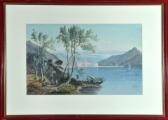 MARTY S Italienische Seenlandschaft Mit Klosteranlage, MARTY S Italienische Seenlandschaft Mit Klosteranlage,