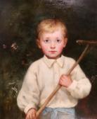 Mary Kate Portrait Of A Young Boy Holding A Rake Mary Kate Portrait Of A Young Boy Holding A Rake
