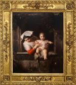 MARZOLINI JOSEPH Mother And Child At A Window MARZOLINI JOSEPH Mother And Child At A Window