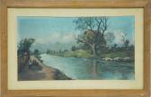 MASCHERPA A. L. Paesaggio Con Fiume E Contadini MASCHERPA A. L. Paesaggio Con Fiume E Contadini