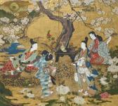 Matabe Iwasa A Two-panel Folding Screen Decorated Matabe Iwasa A Two-panel Folding Screen Decorated