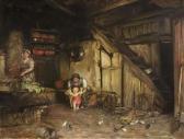 MATHES Nicolaus Nikolaus . Interior Of A Peasant Kitchen With Grandma Playing With Her Grandchild While The Mother Is Preparing Meal MATHES Nicolaus Nikolaus . Interior Of A Peasant Kitchen With Grandma Playing With Her Grandchild While The Mother Is Preparing Meal