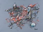 MATZKEIT Gerhard Composition Sur Fond Gris-mauve MATZKEIT Gerhard Composition Sur Fond Gris-mauve