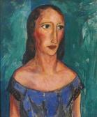 MAURER Alfred Henry Young Woman In Blue Dress MAURER Alfred Henry Young Woman In Blue Dress