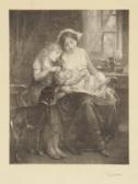 MAUROU PAUL JEAN BAPTISTE Intérieur Mit Mutter, Kindern Und Hund MAUROU PAUL JEAN BAPTISTE Intérieur Mit Mutter, Kindern Und Hund