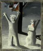 MAXIMOV Alexis Schneemann Und Schneefrau In Dunkler Winterlandschaft MAXIMOV Alexis Schneemann Und Schneefrau In Dunkler Winterlandschaft