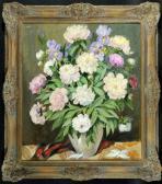 MAYR W Blumenstillleben Mit Pfingstrosen Und Iris MAYR W Blumenstillleben Mit Pfingstrosen Und Iris