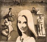 MC MULLAN JAMES Donna In Paesaggio Con Figure MC MULLAN JAMES Donna In Paesaggio Con Figure
