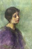 MCCAUSLAND Kathleen Portrait Of A Young Lady With Shortbrown Hair Wearing A Purple Dress MCCAUSLAND Kathleen Portrait Of A Young Lady With Shortbrown Hair Wearing A Purple Dress