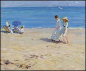 Helen Galloway Mcnicoll - The Blue Sea (on The Beach At St. Malo)